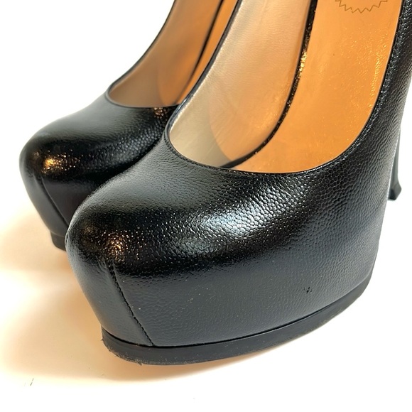 YSL Tribtoo Black-Embossed Leather Platform Pumps - Picture 7 of 11